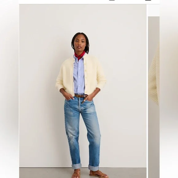 Alex Mill Women’s Button-Front Cardigan Sweater Cream Knit Size Small - Picture 3 of 15